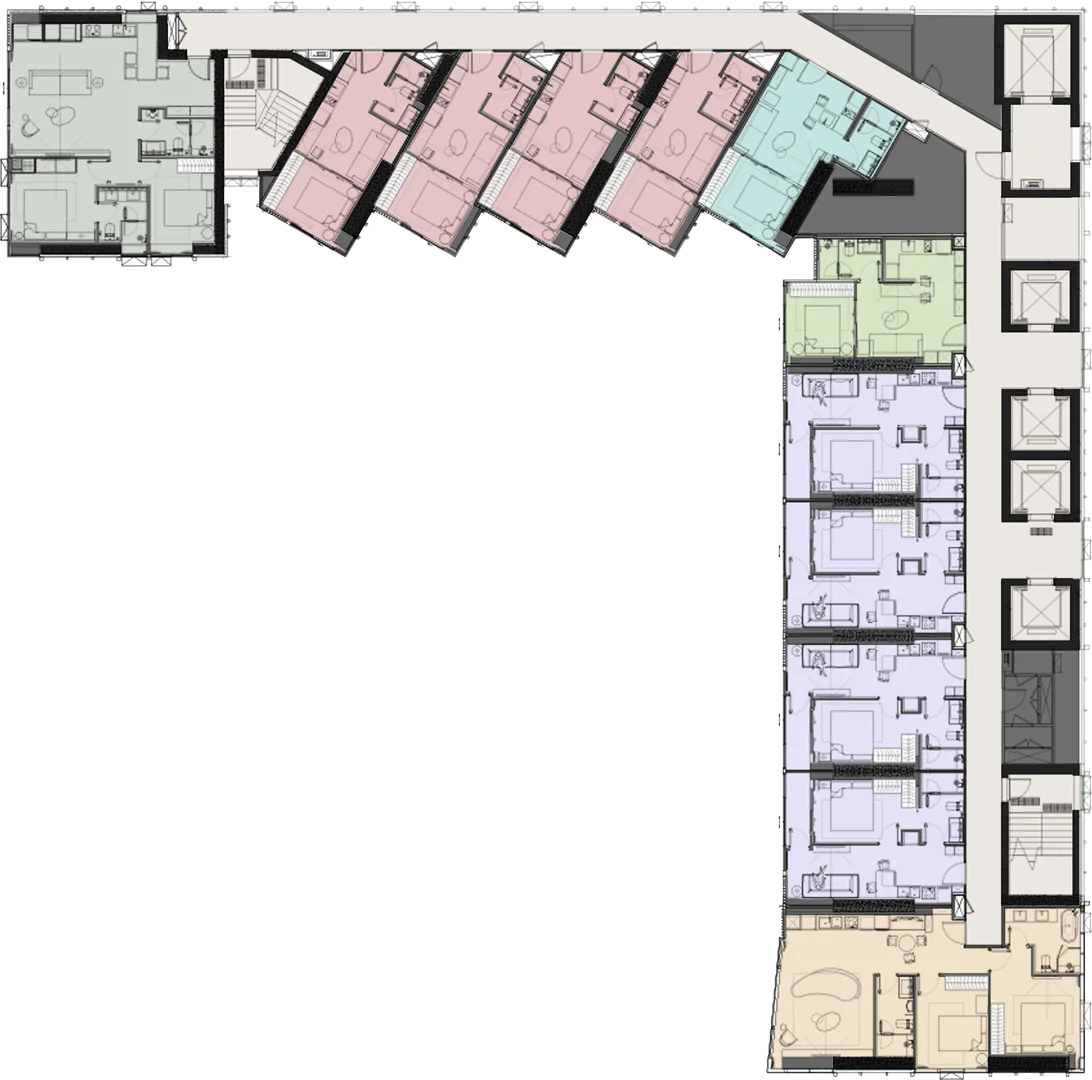 Floor plan drawing of the 7th-16th floor