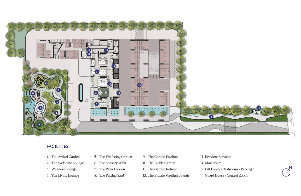 Master and facilities plan drawing of the 1st floor