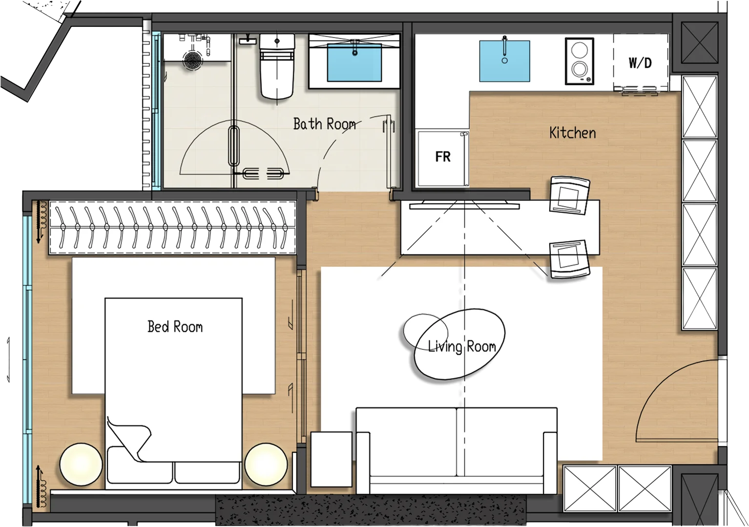 Floor plan drawing of a STANDARD unit, TYPE C