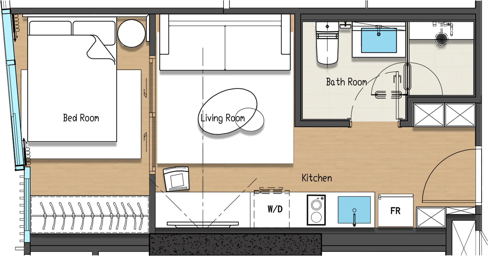 Floor plan drawing of a PREMIUM unit, TYPE G