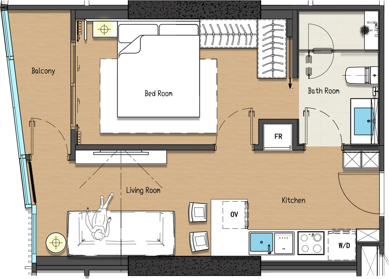 Floor plan drawing of a PREMIUM unit, TYPE H, H-M