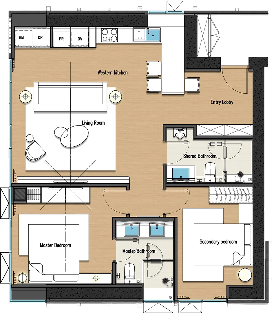 Floor plan drawing of a STANDARD unit, TYPE E