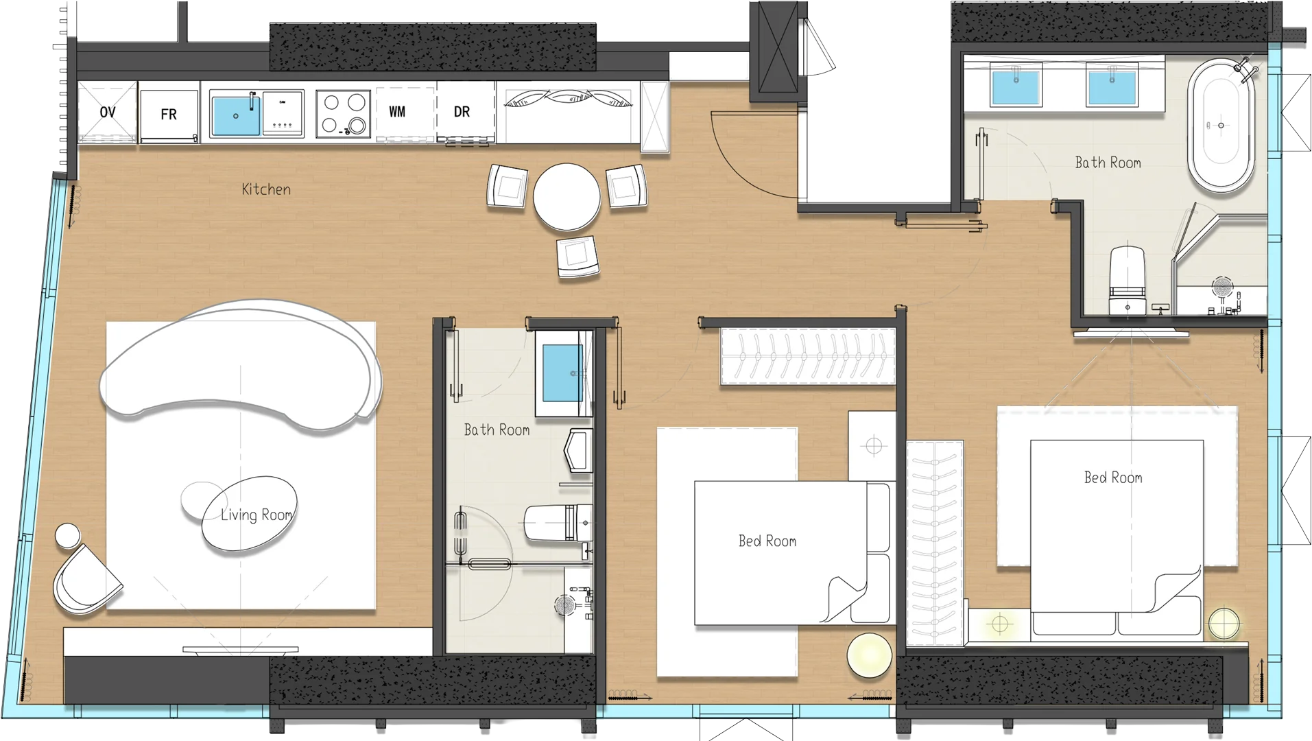 Floor plan drawing of a STANDARD unit, TYPE F