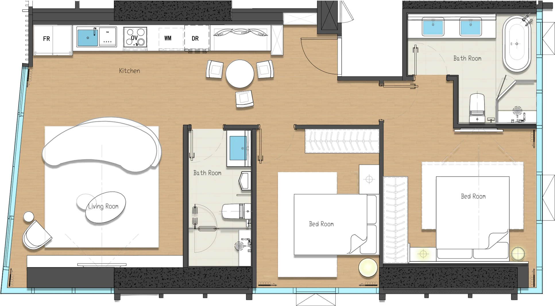 Floor plan drawing of a PREMIUM unit, TYPE I