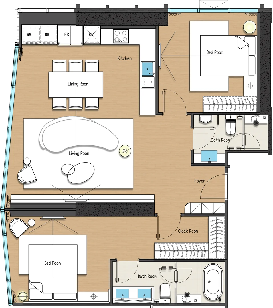Floor plan drawing of a PREMIUM unit, TYPE J