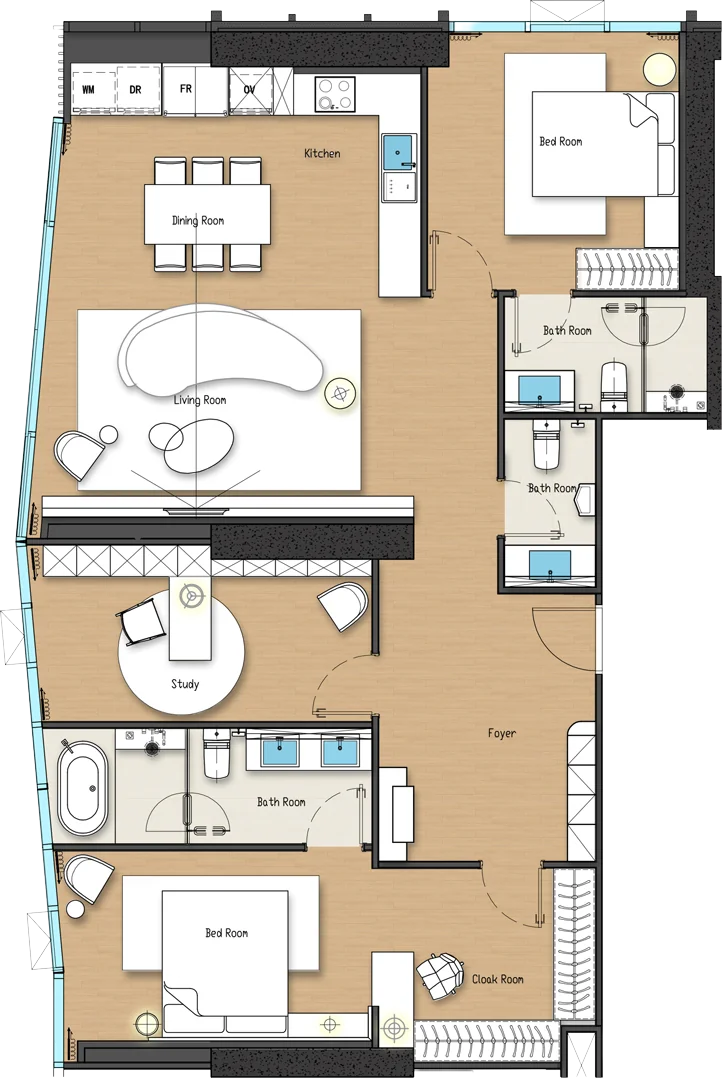 Floor plan drawing of a PENTHOUSE unit, TYPE K